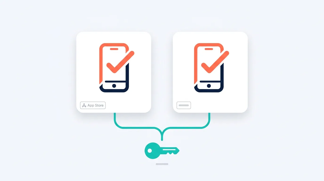 Иллюстрация: два листинга Happ в App Store рядом, один ключ подходит к обоим